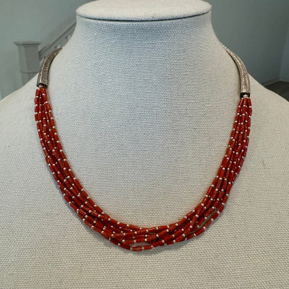 Real Coral Cluster Silver Necklace - Pavala