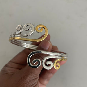 Dual tone Silver Fusion Bangles  Cuff