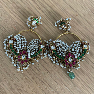 The Designer Pearl Silver Kundan Earrings