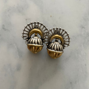 The Elegant Dualtone Silver Stud Earrings