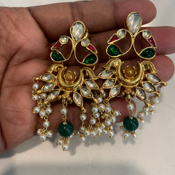 The Kundan Silver Earrings - Meena