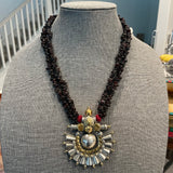 The Red Garnet Beaded Silver Necklace