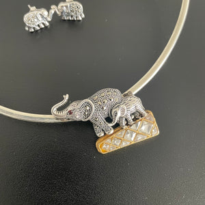 The  Elephant Silver Short Hasli Necklace