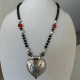 The Vintage  Multi Gemstone Beaded Silver Necklace - Bhairavi