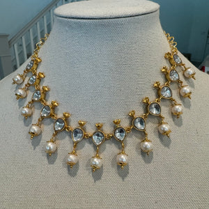 The White  Kundan Silver Necklace - Meenal