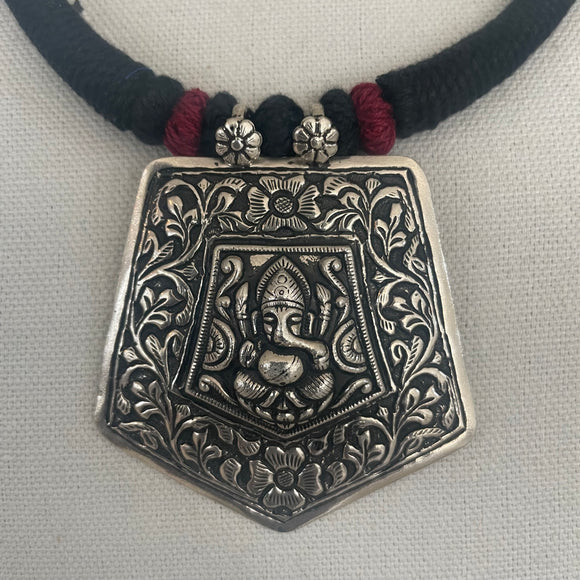 The Ganesha Thread Silver  Necklace - Gaja