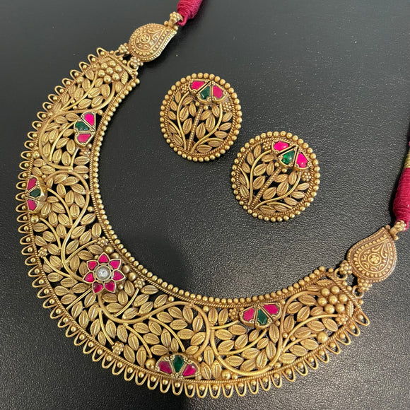 Designer Statement Kundan Silver Necklace