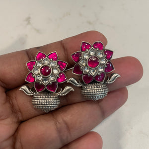 The  Pink Kemp Silver Earrings