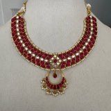 The Timeless  Kemp Attigai Silver  Necklace - Sree Series