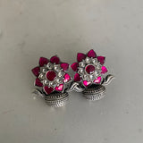 The Elegant Floral Silver Earrings