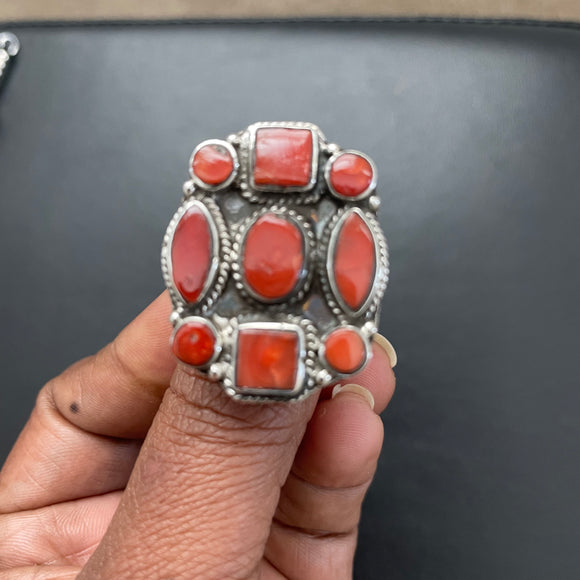 The Vintage Coral Silver Ring