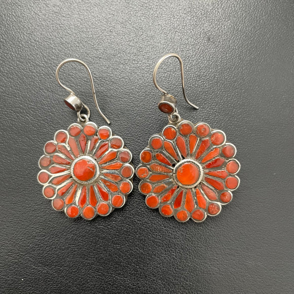 The Vintage Coral Silver Earrings