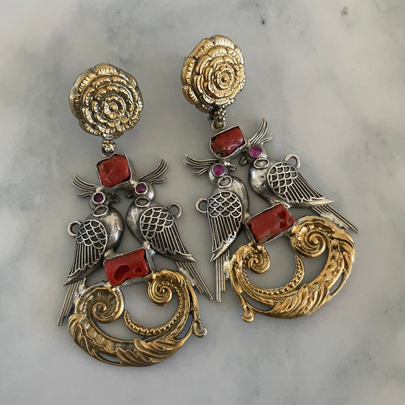 The Statement Coral Silver Earrings