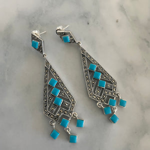 The Marcasite Turquoise Silver Earrings