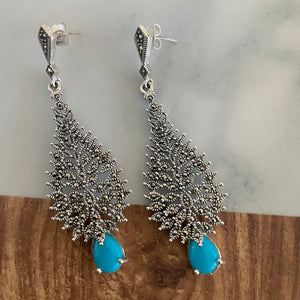 The Marcasite Turquoise Silver Earrings