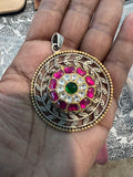 The Kundan Silver Pendant