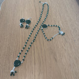 The Green Onyx Crystal  Silver Necklace Set